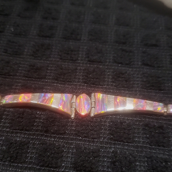 Mexico Sterling Silver Handcrafted Brown Opal Bracelet - Picture 11 of 13